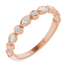 Load image into Gallery viewer, 14K Rose Gold Round and Marquise Diamond Wedding Band