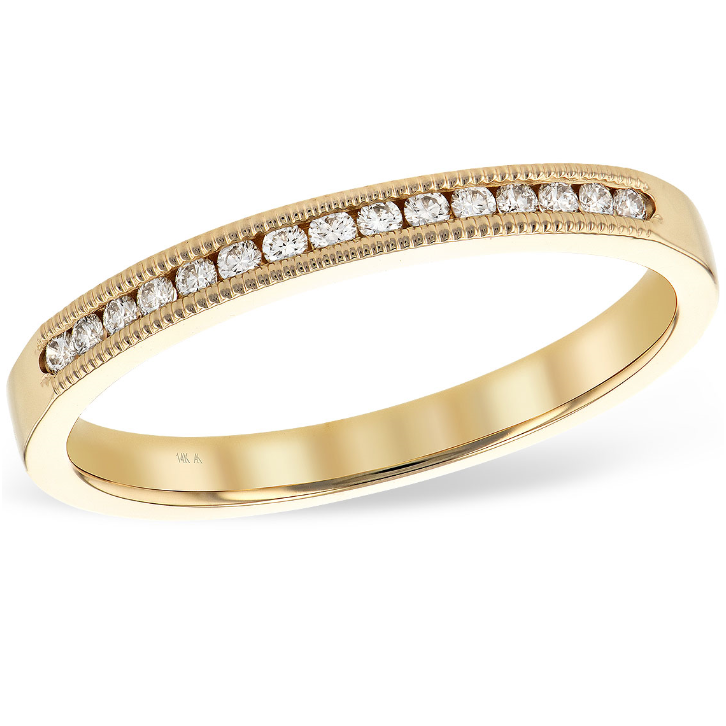 14K Yellow Gold Channel Set 0.12cttw Diamond Wedding Band