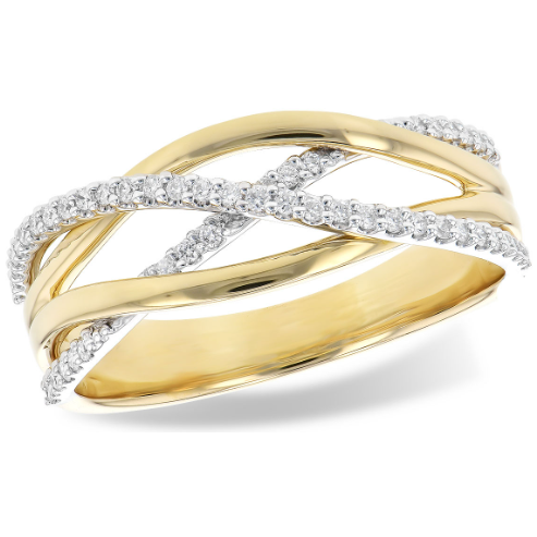 14K Two-Tone Free Form Fashion Diamond Ring