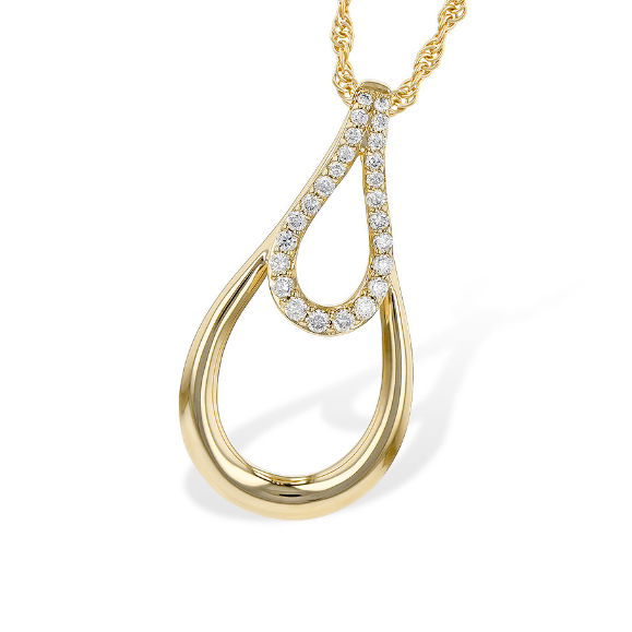 14K Yellow Gold Double Teardrop Diamond Necklace