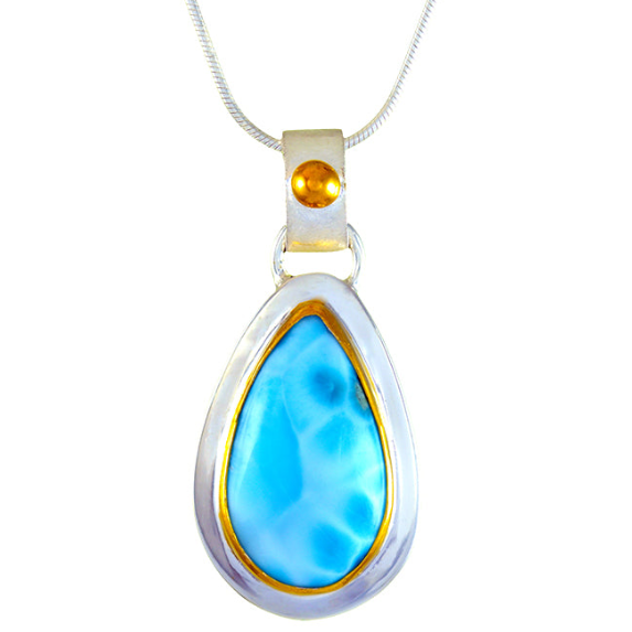 Sterling Silver Gold Plated Larimar Pendant
