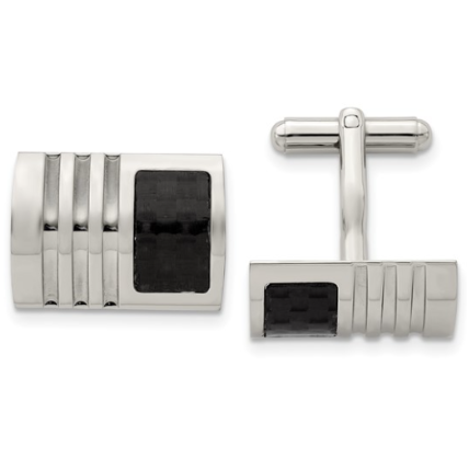 Stainless Steel and Carbon Fiber Cufflinks