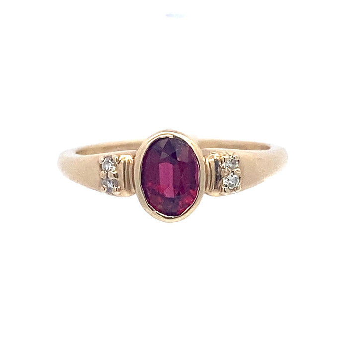 14K Red Spinel and Diamond Ring
