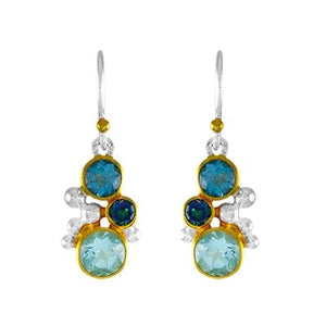 Sterling Silver and 22K Gold Vermeil Topaz Earrings