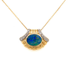 Load image into Gallery viewer, 14K Yellow Gold Opal and Diamond Shell Pendant