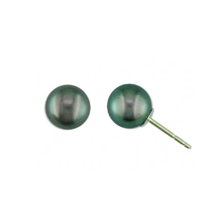 14K Yellow Gold Black Cultured Pearl Studs