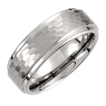 Tungsten Ridged and Hammered Bark Pattern Band