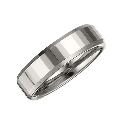 Faceted Tungsten Polished Band