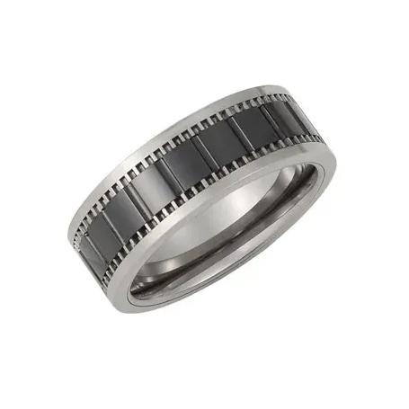 Tungsten and Ceramic Filmstrip Pattern Band