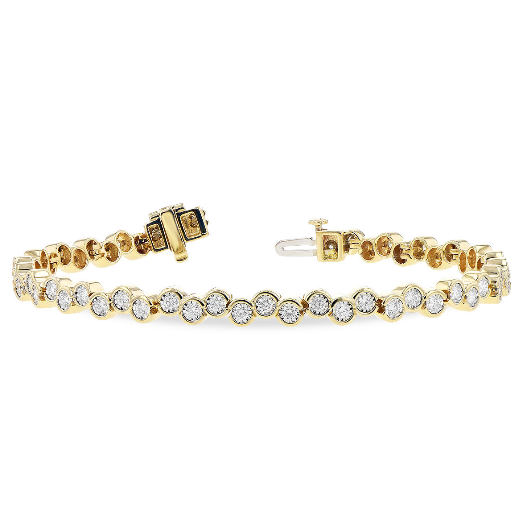 14K Yellow Gold Diamond Bubble Tennis Bracelet