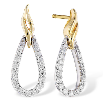 14K Two-Tone Gold Diamond Loop Earrings