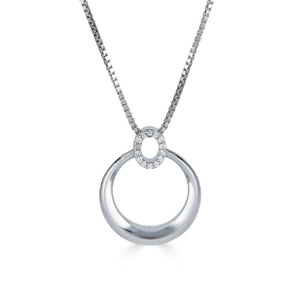 Sterling Silver White Sapphire Circle Necklace