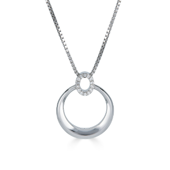 Sterling Silver White Sapphire Circle Necklace