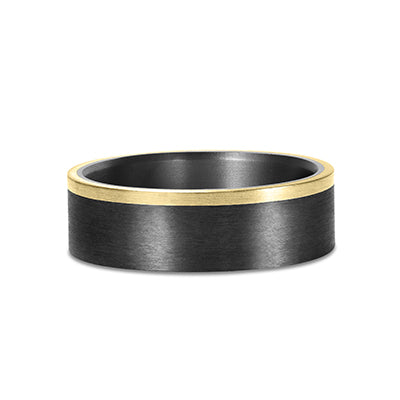 14K Yellow Gold and Carbon Fiber Band