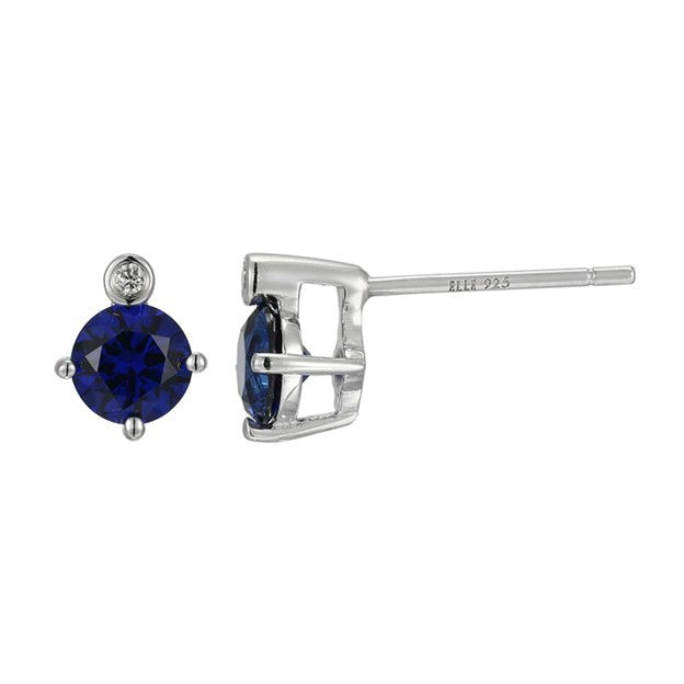 Sterling Silver Created Sapphire Stud Earrings