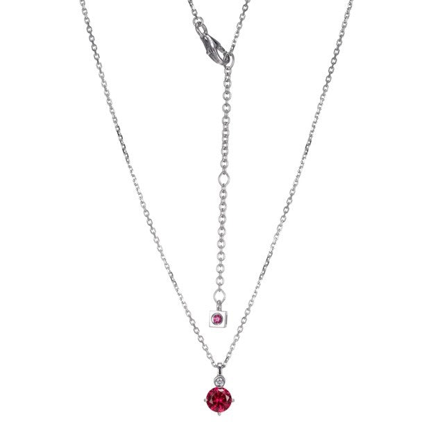 Sterling Silver Created Ruby Solitaire Pendant