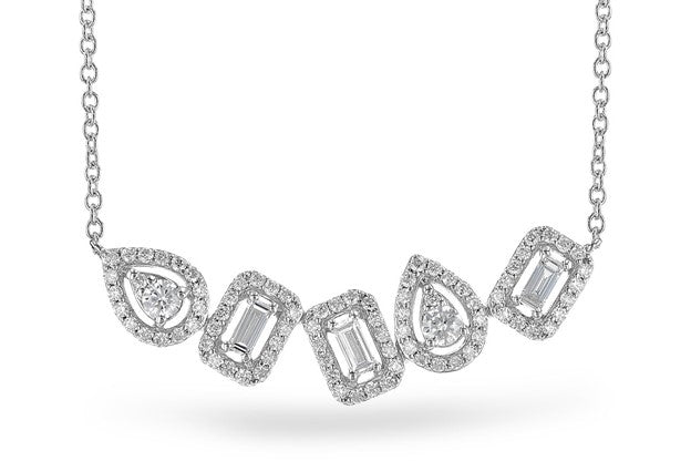 14K White Gold Multi-Halo Diamond Necklace