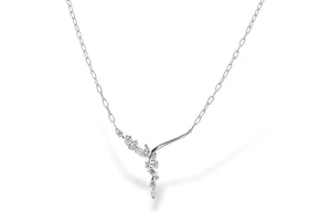 14K White Gold Asymmetrical Diamond Necklace