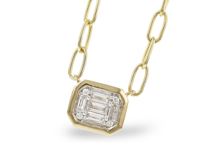 14K Yellow Gold Mosaic Paperclip Necklace
