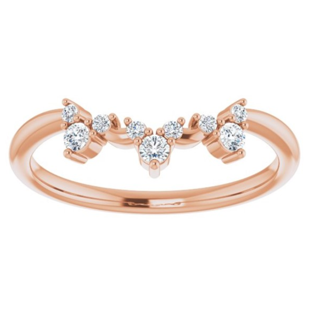 14K Rose Gold Diamond Cluster Contour Wedding Band