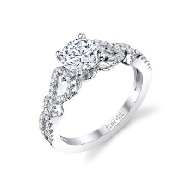 18K White Gold Love Knot Diamond Engagement Ring