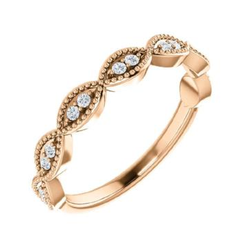 14K Rose Gold Marquise Diamond Stackable Wedding Band