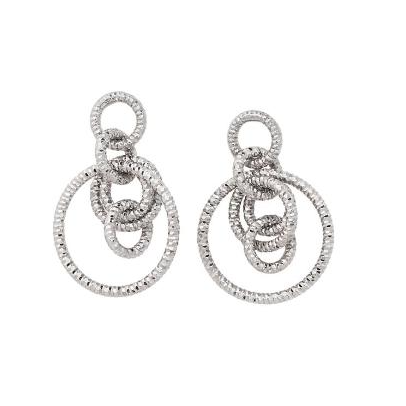 Sterling Silver Diamond Cut Dangle Circle Earrings