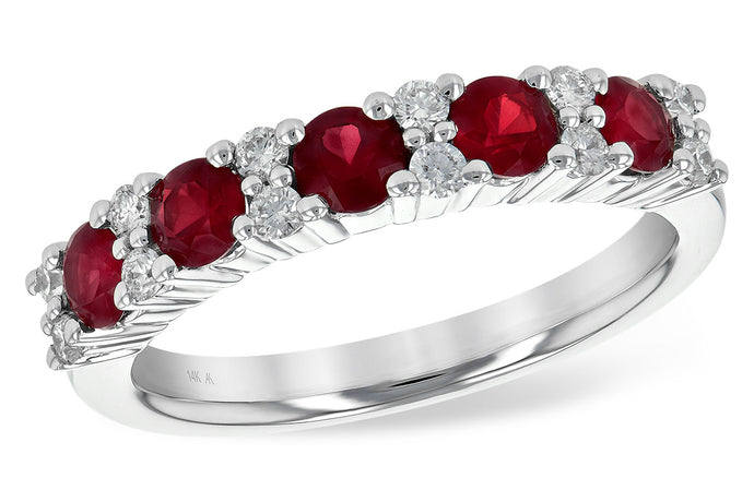 14K White Gold, Ruby and Diamond Band