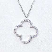 Load image into Gallery viewer, white gold diamond clover necklace, dainty diamond necklace