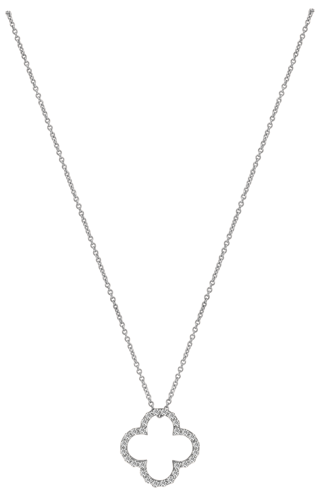 white gold diamond clover necklace, dainty diamond necklace