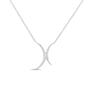 white gold diamond crescent necklace, dainty diamond necklace