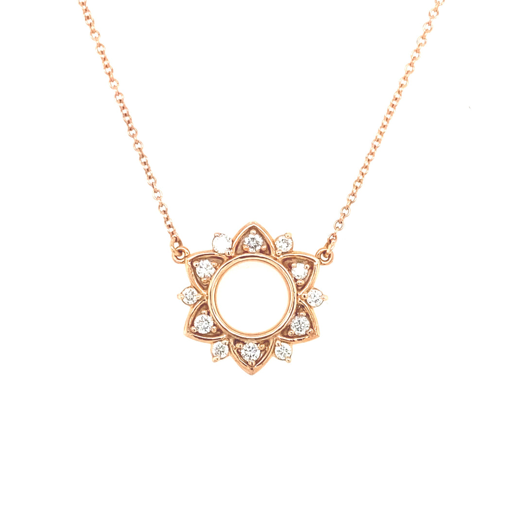 14K Rose Gold Diamond Sun Necklace