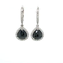 Load image into Gallery viewer, 14K White Gold and Rose Cut Black Diamond Earrings