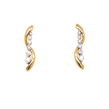 Load image into Gallery viewer, 14K Yellow Gold and Diamond Curve Earrings