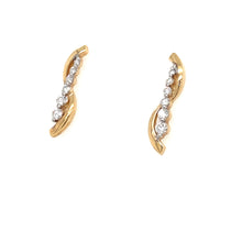 Load image into Gallery viewer, 14K Yellow Gold and Diamond Curve Earrings