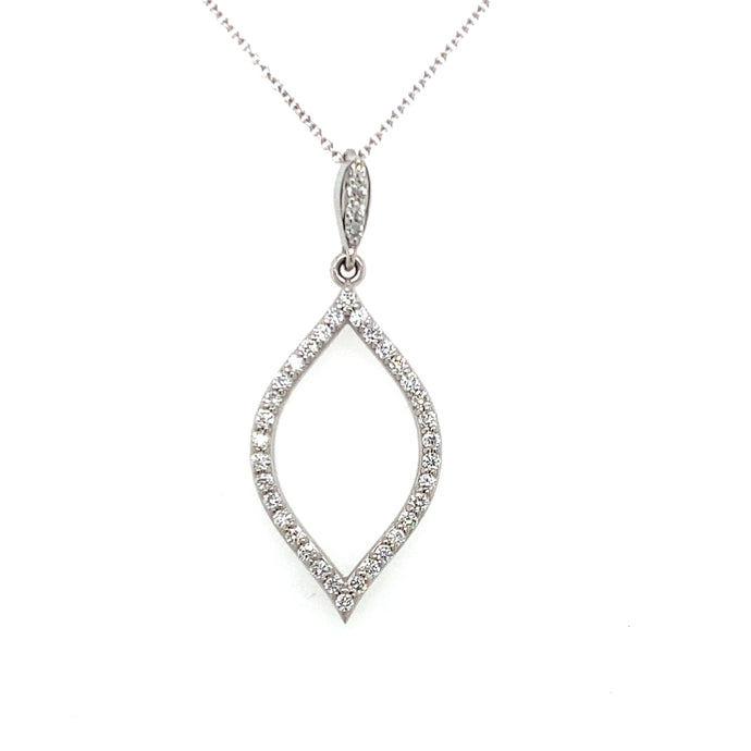 14K White Gold Diamond Drop Necklace