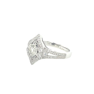 18K White Gold Diamond Vintage Inspired Engagement Ring