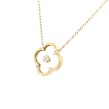 Load image into Gallery viewer, 14K Yellow Gold Floating Diamond Clover Necklace