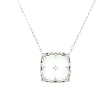 Load image into Gallery viewer, 14K White Gold Floating Diamond Square Necklace