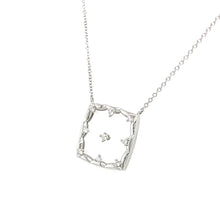 Load image into Gallery viewer, 14K White Gold Floating Diamond Square Necklace