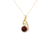 Load image into Gallery viewer, 14K Yellow Gold Garnet and Diamond Swirl Pendant