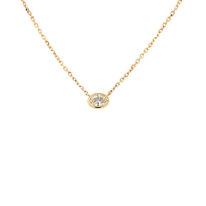 14K Yellow Gold Single Diamond Bezel Necklace