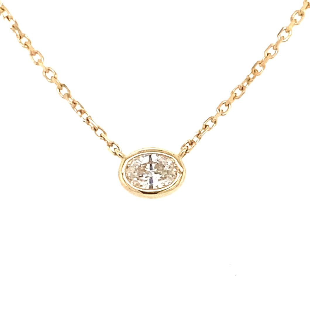 14K Yellow Gold Single Diamond Bezel Necklace