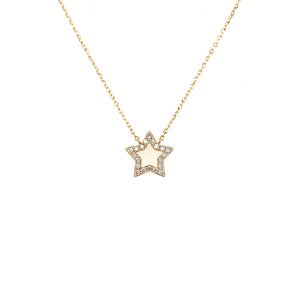 14K Yellow Gold Diamond Star Necklace