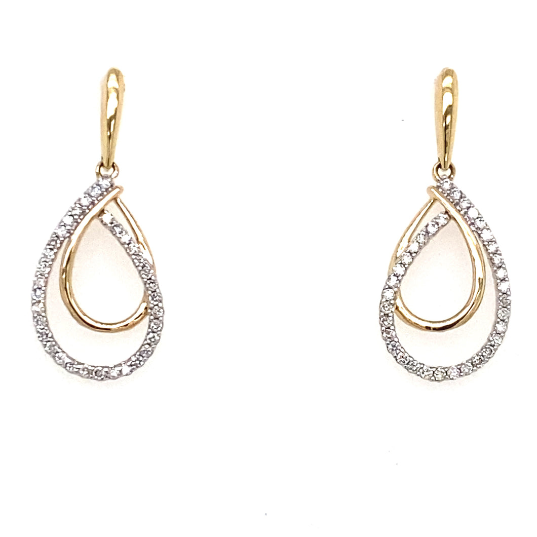 14K Yellow Gold and Diamond Double Looped Earrings