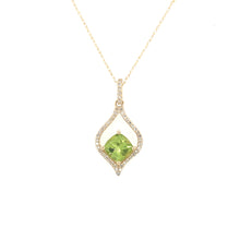 Load image into Gallery viewer, 14K Yellow Gold Diamond and Peridot Drop Necklace