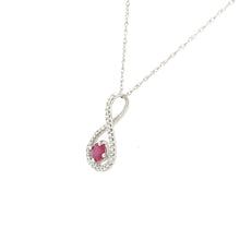 Load image into Gallery viewer, 14K White Gold Ruby and Diamond Infinity Necklace