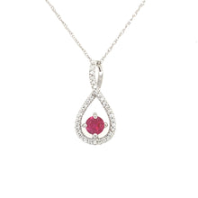 Load image into Gallery viewer, 14K White Gold Ruby and Diamond Infinity Necklace