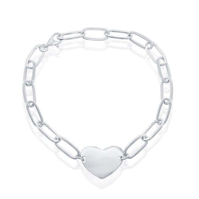 Sterling Silver Paperclip Heart Bracelet