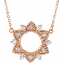 Load image into Gallery viewer, 14K Rose Gold Diamond Sun Necklace